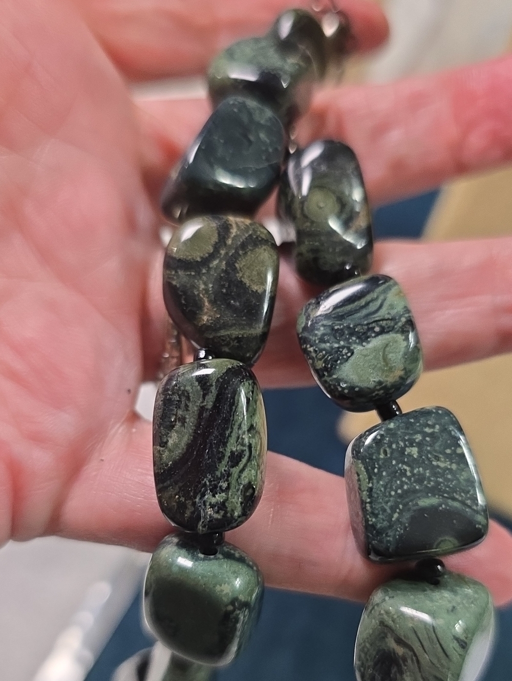 You & I Green Kambaba Jasper Stone Chunky Necklace - Picture 6 of 8